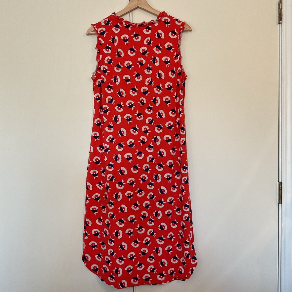 Boden Lois Floral Midi Jersey Dress Orange/Red Navy White Sleeveless Size 10 M - Picture 4 of 16